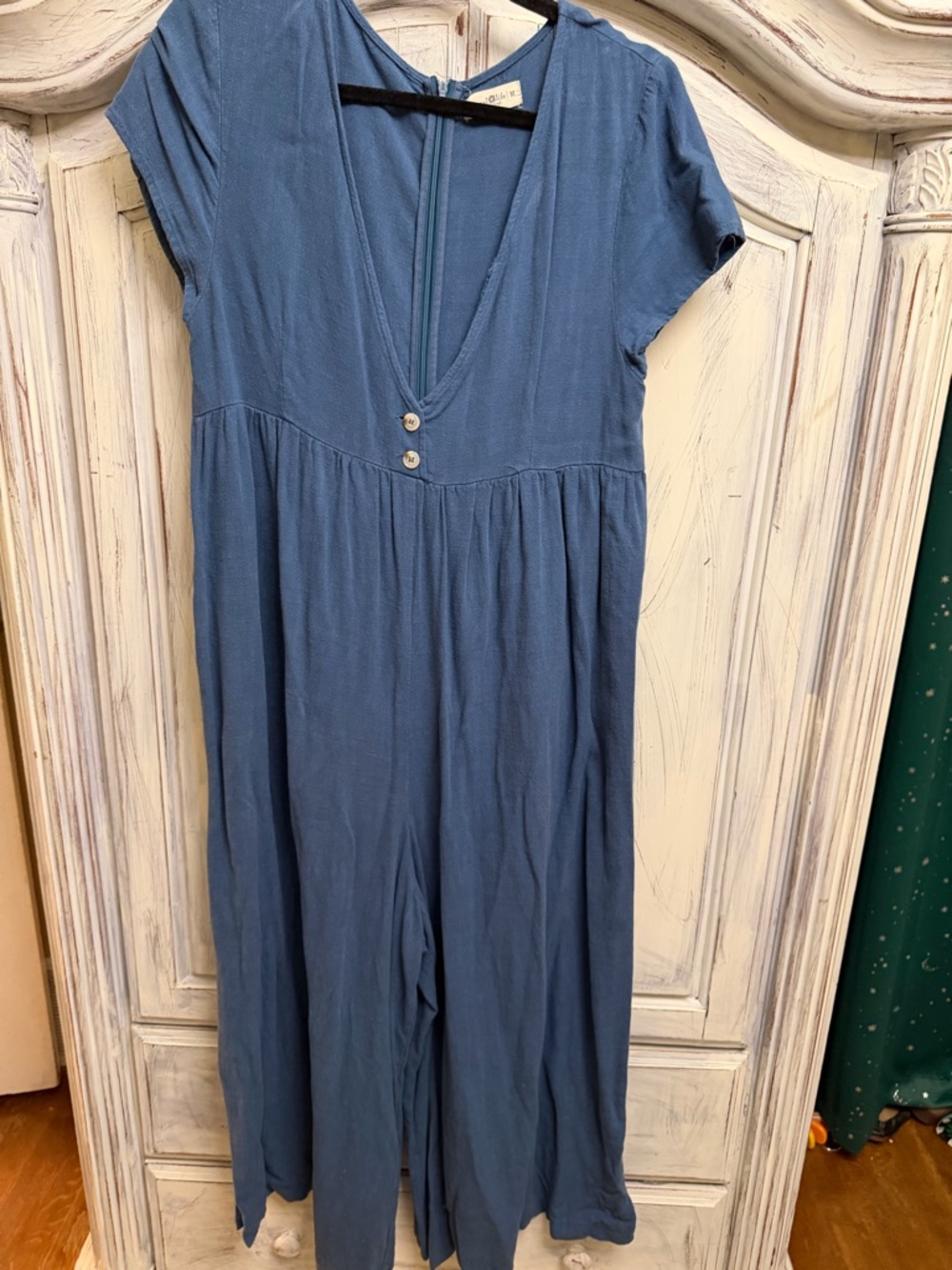 Natural Life Blue Jumpsuit Medium Wide Leg Romper Boho Comfy Casual